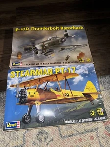 1/48 Revell Stearman PT-17 DL und P-47d Thunderbolt Rasiermesser Neu - Bild 1 von 2