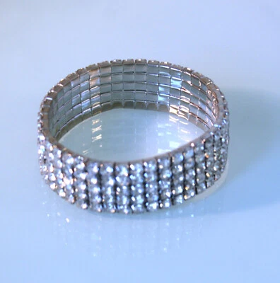 Brazalete elástico Anne Klein plata cristal 6" Foto 1 de 2