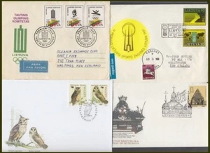 LITHUANIA FDC's (x4) 1990's-200's INCLUDES (x2) TO NEW ZEALAND (ID:375/D38625) - Picture 1 of 1