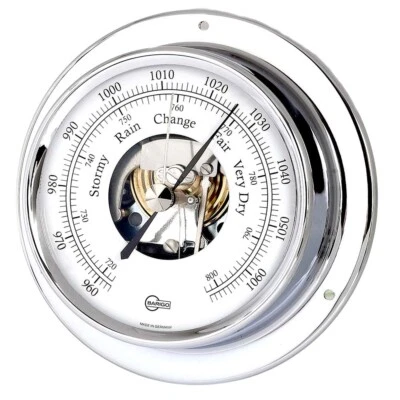 Barigo Barometer Chrome Tempo Polished Scale Open 4 11/32in x 1 1/4in - Image 1 of 3