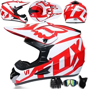 2025 Kids Motocross Helmet Motorbike ATV + Stratos Gloves + Goggles Set Gifts - Picture 1 of 35