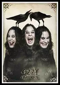 More details for ozzy osbourne three heads large fabric poster / flag 1100mm x 750mm (hr)  