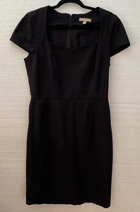 banana republic dress women 12 black cap-sleeve sweet-heart neck stretch work - Picture 1 of 12