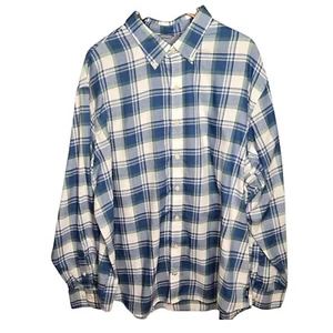 IZOD Saltwater Blue Plaid Button Down Shirt Long Sleeve Casual Classic Fit 2XLT - Picture 1 of 8