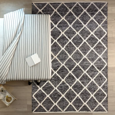 Antwerp Black And White Diamond Pattern P.E.T Indoor Outdoor Rug Plush Carpet - image 1 of 4