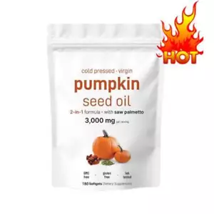 Pumpkin Seed Oil 3000mg | 180Softgel Capsules | Cold Pressed | Naturally Rich in - Picture 1 of 10