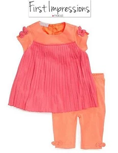 NUEVO CON ETIQUETAS TALLA 3/6 MESES NIÑA PRIMERA IMPRESIÓN 2 PIEZAS CONJUNTO TOP LEGGINGS ROSA NARANJA - Imagen 1 de 10