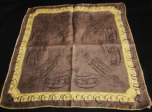 Vintage Hankie Linen Tammis Keefe Signed Quills Theme Hand Rolled - Picture 1 of 2