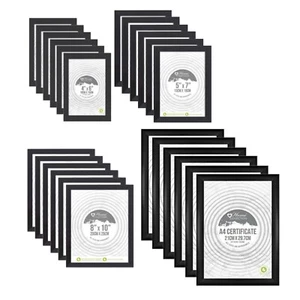 [Juego de 30] Marcos de fotos negros estireno/vidrio retrato pared colgante mesa - Imagen 1 de 37