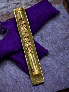 Schönes goldfarbenes Mezuzah Gehäuse ohne Schriftrolle - Bild 1 von 3