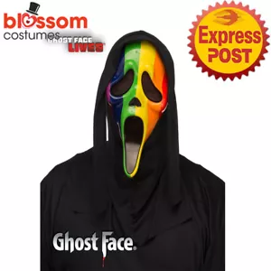 AC1681 Pride Rainbow Zombie Ghost Face Costume Mask Mardi Gras Halloween LGTBQ - Picture 1 of 2