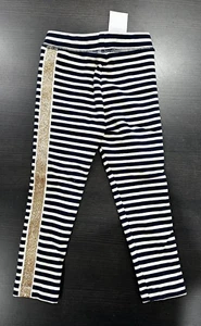 Crewcuts Girl's Cotton Leggings White and Black With Stripes Size 3 NEW - Picture 1 of 4