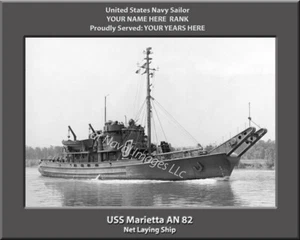 USS Marietta AN 82 Personalized Canvas Ship Photo Print Navy Veteran - Picture 1 of 1