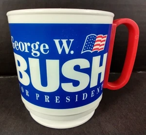 George W Bush Dick Cheney Travel Coffee Mug Whirley USA Vintage - Picture 1 of 7