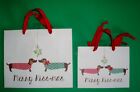 Set of 2 Merry Kiss-mas Dachshund Christmas Holiday Gift Bags
