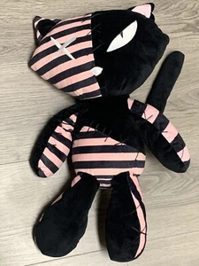 New Dolls Kill Emily The Strange 17" Miles Pink Stripe Stitchy Cat Plush Figure - Picture 1 of 8