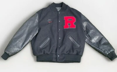 VTG 90s Nike Letterman Bomber Varsity Jacket 90-91 Wool Leather XL Black Red R - Image 1 of 4