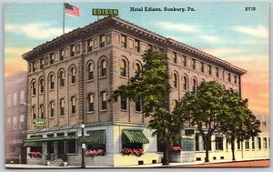 Postcard Pennsylvania Sunbury PA Hotel Edison - Picture 1 of 2