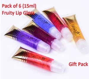 Long-lasting Pack of 6 Mixed Fruity 3D Lip Gloss Moisturising Shinny Glitter 15m - Picture 1 of 11