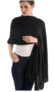 NEW White + Warren Cashmere Black Travel Wrap Blanket NWT Retail $385 - Picture 1 of 10