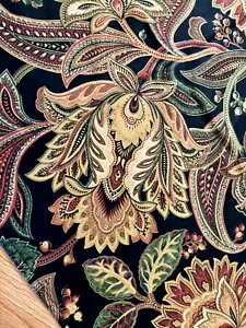 Table cloth, gold flowers on black, new handmade 48 x 53, great fabric - Picture 1 of 7
