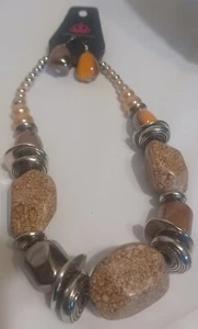 Papparazi Boho Acrylic Chunky Earth Tones Necklace With Matching Earrings - Picture 1 of 4