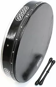 Batería BODHRAN Irish Celtic 18 pulgadas + ESTUCHE + 2 puntas NEGRO SOBRE NEGRO - Imagen 1 de 8