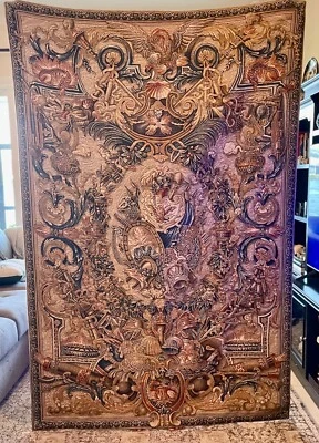 Tapiz de pared jaquard belga de colección - le feu.- 82”x 53”. Dragones usados y míticos  Foto 1 de 4