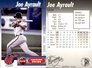 Joe Ayrault 1995 SportsPrint Greenville Braves #NNO Card *AutographDen*