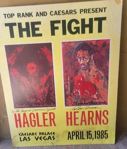 MARVIN HAGLER vs THOMAS HEARNS Signed By Leroy Neiman Print Poster 1985 - AS IS - Picture 1 of 18