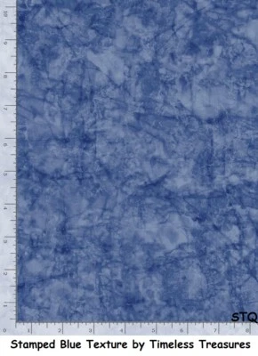 Stamped Blue Texture Tonal Cotton Quilt fabric Timeless Treasures BTY - Image 1 of 4