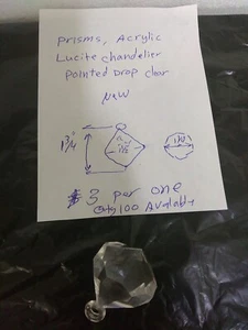 prisms , Acrylic chandelier pointed drop clear 1 3/4 L x 1 1/2"w/1 1/4"D(43C1UP - Picture 1 of 6