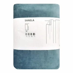 IKEA SANELA Velvet Curtains 100% Cotton Dark Gray-Turquoise 55x84 005.921.82 - Picture 1 of 1