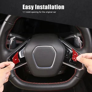 Steering Wheel 3 Button Patch Trim For Corvette C8 Z06 Z51 2020-2024 Red Carbon - Picture 1 of 12