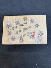 Vintage Let it Snow Wood Mounted Rubber Stamp Made Upside Down Error Christmas