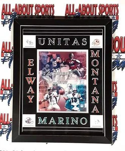 Johnny Unitas, John Elway, Joe Montana, and Dan Marino Authentic Signed Framed 8 - Picture 1 of 7