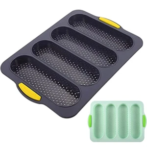4 Slot Silicone Baguette Pan Silicone Baguette Mold Non-Stick French Bread ❀☊ - Picture 1 of 21