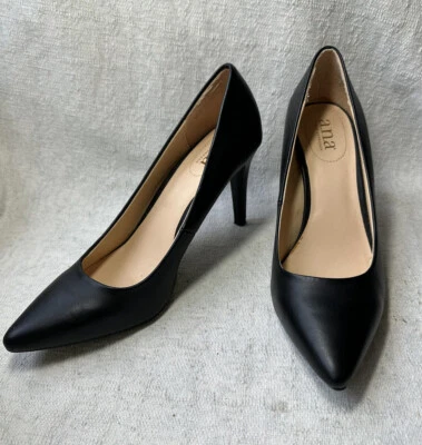A.N.A. Zapatos de salón veganos de tacón negro H para mujer talla 8,5 M usados  Foto 1 de 4