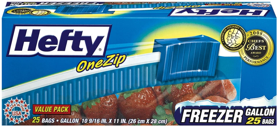 Hefty One Zip Freezer Bag Gallon Size 25 Count 013700824258