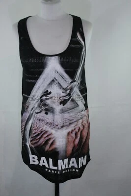 Schönes Balmain Leinen Top mit Print (Schwarz)  Gr 38  355/2/355  *bitte messen* - Bild 1 von 4