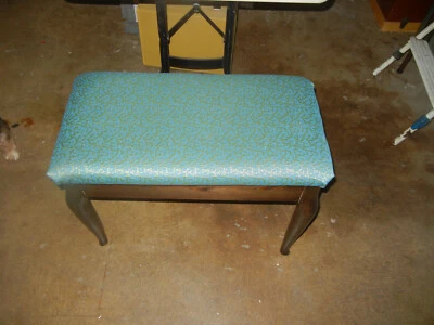 Banco de piano o taburete de costura vintage aguamarina con almacenamiento Foto 1 de 4