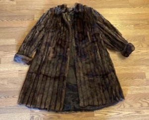 Vintage Womens Full Length Mink Fur Coat Stasey Moore Furs Dark Brown Sz Large L - Picture 1 of 14