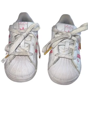adidas Sneakers Shoes Toddlers Size 8K White Pink Girls - Image 1 of 4