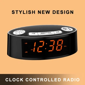 LED Clock Radio with AM FM Digital Radio and Dual Alarm Sleep Timer USB Plug - Picture 1 of 6