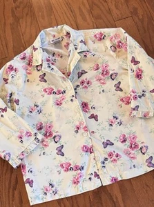 Blair Yellow Floral Butterfly Women's Sz M Top Blouse Ruffles Cottage Core - Picture 1 of 8