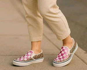 Vans Flipping Sequince Skateschuh Leder weiß pink silber Schachbrett 8,5 - Bild 1 von 10