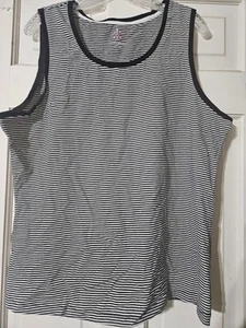 ISAAC MIZRAHI LIVE Navy Black Striped Tank Top Size XL - Picture 1 of 2