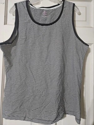 Camiseta sin mangas ISAAC MIZRAHI LIVE azul marino negro a rayas talla XL Foto 1 de 2