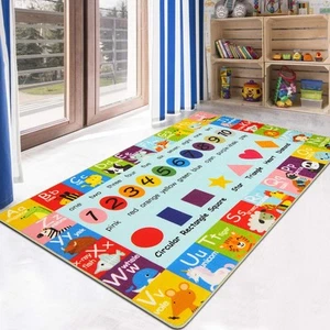 Kids Play Rug Abc Alphabet Numbers Shapes Educational Area Rug Machine Washable - Picture 1 of 8