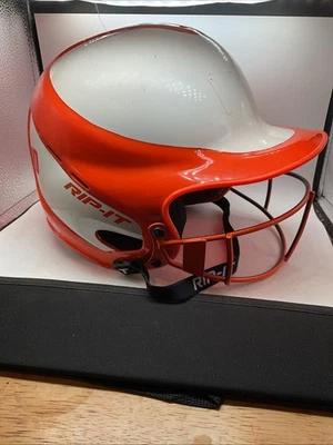 Rip-It - M/L 6.5” to 7.375” - Youth Softball Batting Helmet - Orange & White - Image 1 of 4
